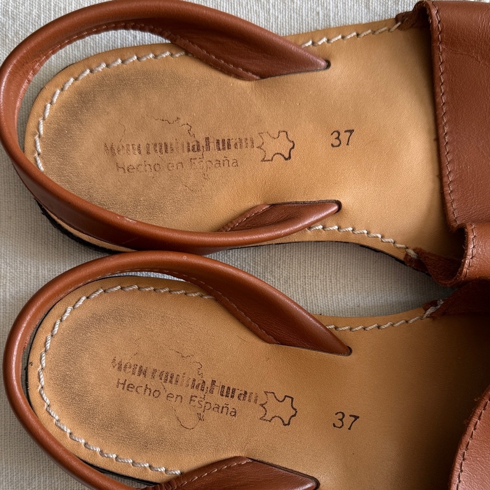 Menorquina Huran Leather Slingback Sandals Size 37 - Picture 2 of 6